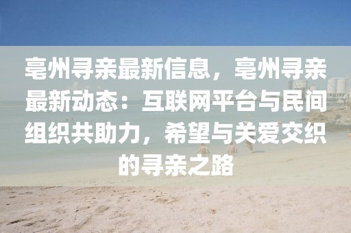 亳州尋親最新信息，亳州尋親最新動態：互聯網平臺與民間組織共助力，希望與關愛交織的尋親之路