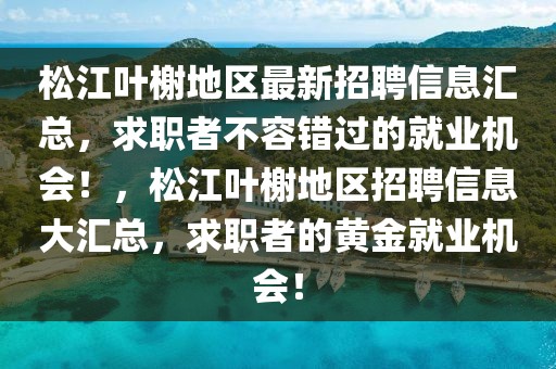 松江葉榭地區最新招聘信息匯總，求職者不容錯過的就業機會！，松江葉榭地區招聘信息大匯總，求職者的黃金就業機會！