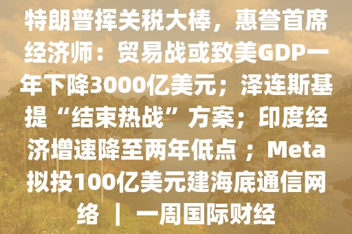 特朗普揮關稅大棒，惠譽首席經濟師：貿易戰或致美GDP一年下降3000億美元；澤連斯基提“結束熱戰”方案；印度經濟增速降至兩年低點 ；Meta擬投100億美元建海底通信網絡 ｜ 一周國際財經