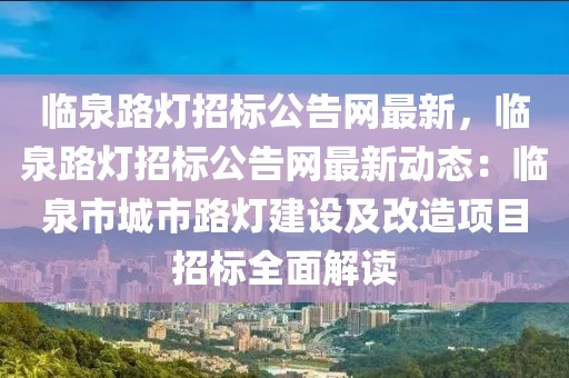 臨泉路燈招標公告網最新，臨泉路燈招標公告網最新動態：臨泉市城市路燈建設及改造項目招標全面解讀