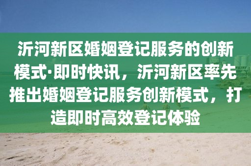 沂河新區婚姻登記服務的創新模式·即時快訊，沂河新區率先推出婚姻登記服務創新模式，打造即時高效登記體驗