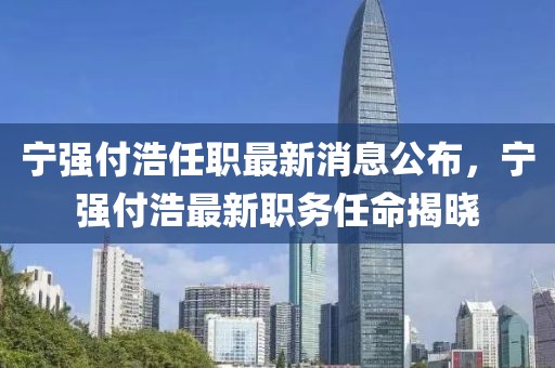 寧強付浩任職最新消息公布，寧強付浩最新職務任命揭曉
