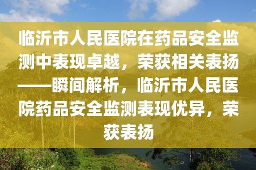 臨沂市人民醫院在藥品安全監測中表現卓越，榮獲相關表揚——瞬間解析，臨沂市人民醫院藥品安全監測表現優異，榮獲表揚