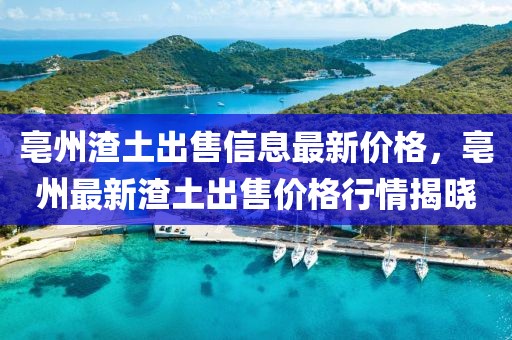 亳州渣土出售信息最新價格，亳州最新渣土出售價格行情揭曉