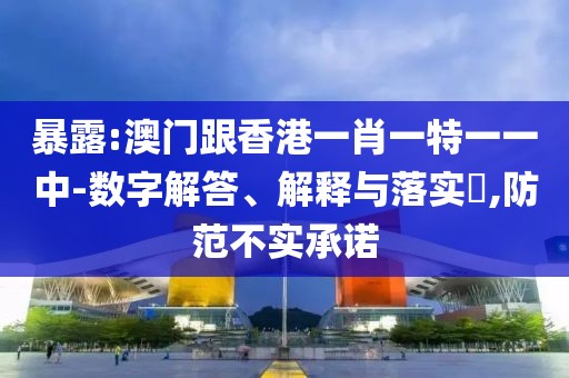 暴露:澳門跟香港一肖一特一一中-數字解答、解釋與落實?,防范不實承諾