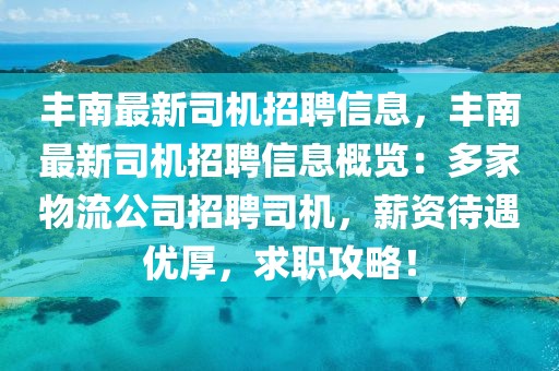 豐南最新司機招聘信息，豐南最新司機招聘信息概覽：多家物流公司招聘司機，薪資待遇優(yōu)厚，求職攻略！
