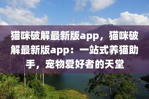 貓咪破解最新版app，貓咪破解最新版app：一站式養(yǎng)貓助手，寵物愛(ài)好者的天堂