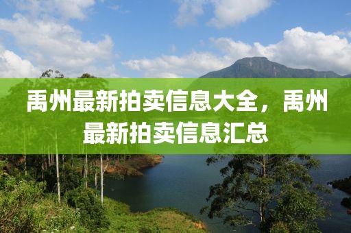 禹州最新拍賣信息大全，禹州最新拍賣信息匯總