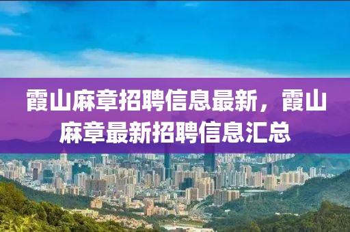 霞山麻章招聘信息最新，霞山麻章最新招聘信息匯總