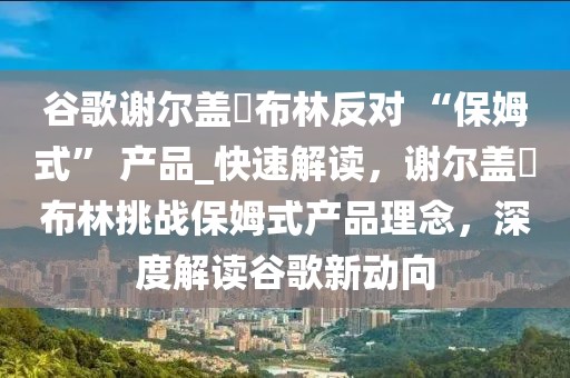 谷歌謝爾蓋?布林反對 “保姆式” 產(chǎn)品_快速解讀，謝爾蓋?布林挑戰(zhàn)保姆式產(chǎn)品理念，深度解讀谷歌新動向