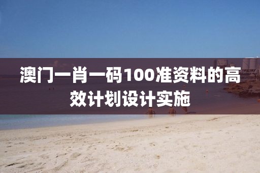 澳門一肖一碼100準資料的高效計劃設計實施
