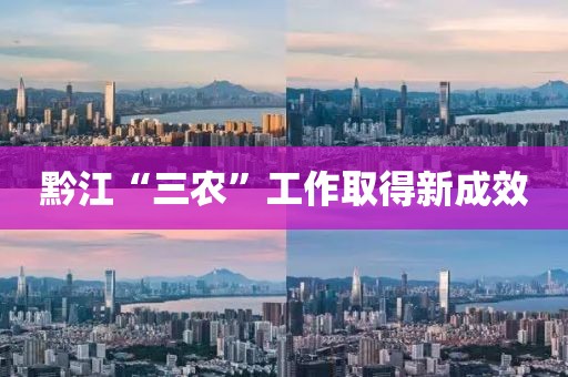 黔江“三農”工作取得新成效