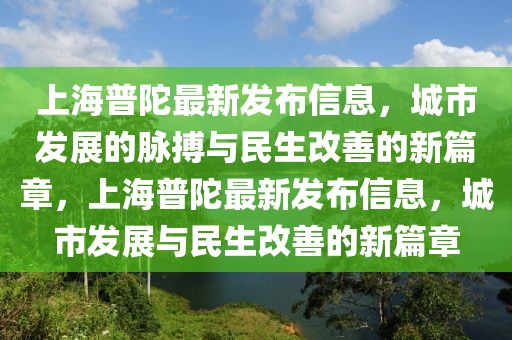 上海普陀最新發布信息，城市發展的脈搏與民生改善的新篇章，上海普陀最新發布信息，城市發展與民生改善的新篇章