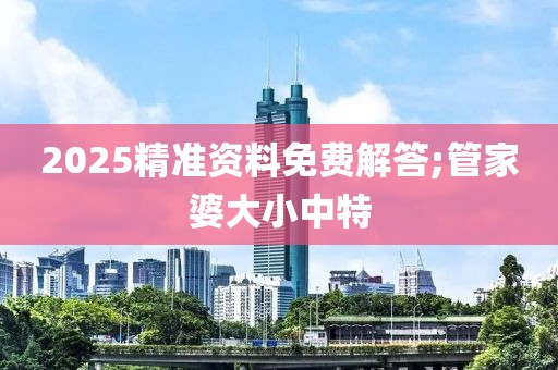 2025精準資料免費解答;管家婆大小中特