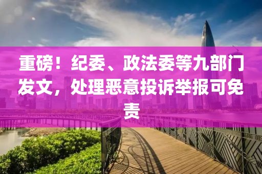 重磅！紀委、政法委等九部門發文，處理惡意投訴舉報可免責