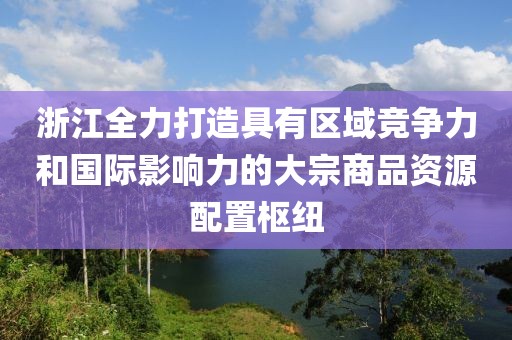 浙江全力打造具有區域競爭力和國際影響力的大宗商品資源配置樞紐