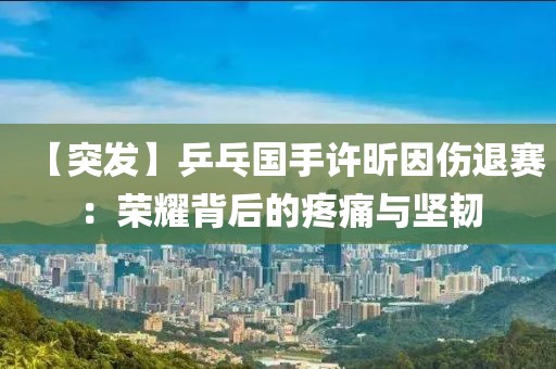 【突發】乒乓國手許昕因傷退賽：榮耀背后的疼痛與堅韌