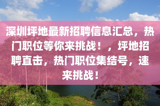 深圳坪地最新招聘信息匯總，熱門職位等你來挑戰！，坪地招聘直擊，熱門職位集結號，速來挑戰！