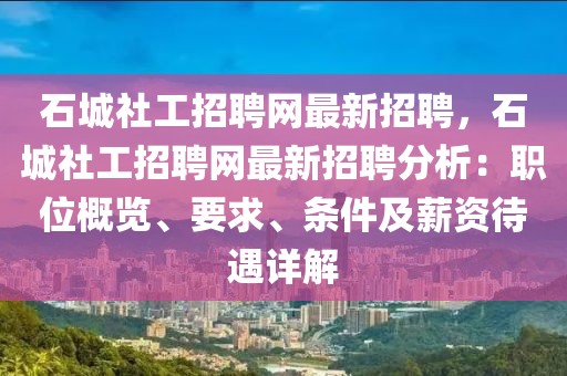 石城社工招聘網最新招聘，石城社工招聘網最新招聘分析：職位概覽、要求、條件及薪資待遇詳解