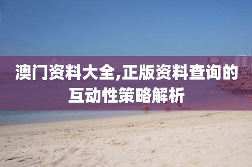 澳門資料大全,正版資料查詢的互動性策略解析