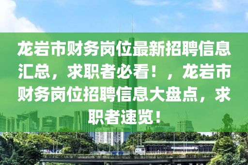 龍巖市財(cái)務(wù)崗位最新招聘信息匯總，求職者必看！，龍巖市財(cái)務(wù)崗位招聘信息大盤點(diǎn)，求職者速覽！