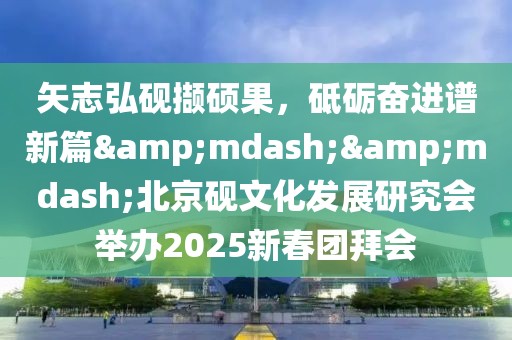 矢志弘硯擷碩果，砥礪奮進譜新篇&mdash;&mdash;北京硯文化發展研究會舉辦2025新春團拜會