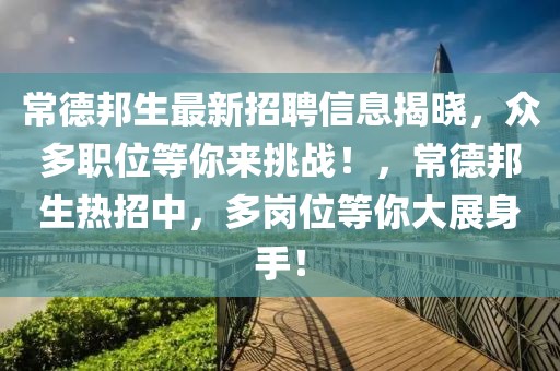 常德邦生最新招聘信息揭曉，眾多職位等你來挑戰(zhàn)！，常德邦生熱招中，多崗位等你大展身手！