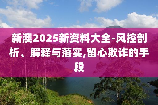 新澳2025新資料大全-風控剖析、解釋與落實,留心欺詐的手段