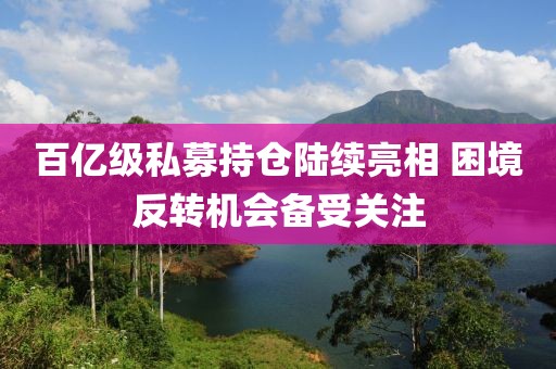 百億級私募持倉陸續(xù)亮相 困境反轉(zhuǎn)機(jī)會備受關(guān)注