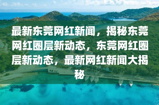 最新東莞網紅新聞，揭秘東莞網紅圈層新動態，東莞網紅圈層新動態，最新網紅新聞大揭秘