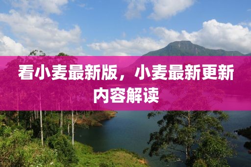 看小麥最新版，小麥最新更新內(nèi)容解讀