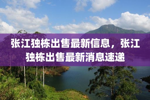張江獨棟出售最新信息，張江獨棟出售最新消息速遞