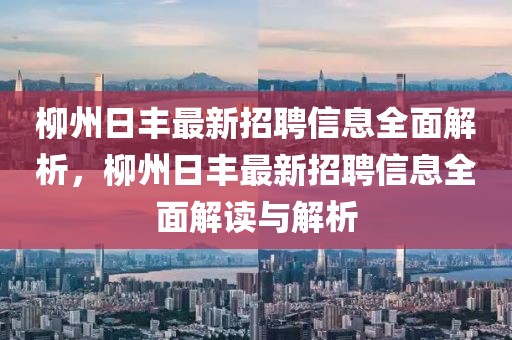 柳州日豐最新招聘信息全面解析，柳州日豐最新招聘信息全面解讀與解析