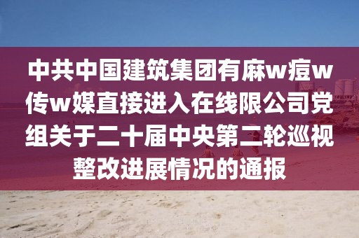 中共中國(guó)建筑集團(tuán)有麻w痘w傳w媒直接進(jìn)入在線限公司黨組關(guān)于二十屆中央第二輪巡視整改進(jìn)展情況的通報(bào)