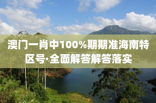 澳門一肖中100%期期準海南特區號·全面解答解答落實