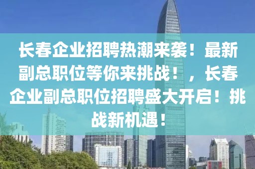 長春企業招聘熱潮來襲！最新副總職位等你來挑戰！，長春企業副總職位招聘盛大開啟！挑戰新機遇！