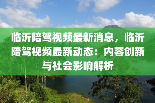 臨沂陪駕視頻最新消息，臨沂陪駕視頻最新動態(tài)：內(nèi)容創(chuàng)新與社會影響解析
