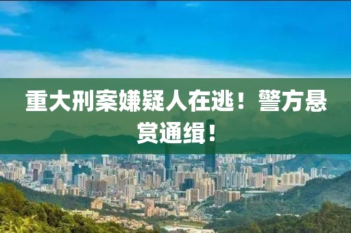 重大刑案嫌疑人在逃！警方懸賞通緝！