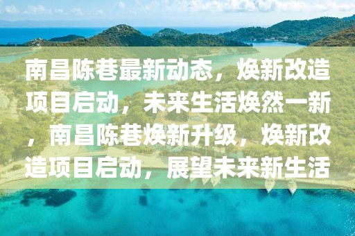 南昌陳巷最新動態，煥新改造項目啟動，未來生活煥然一新，南昌陳巷煥新升級，煥新改造項目啟動，展望未來新生活