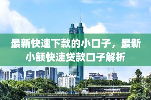 最新快速下款的小口子，最新小額快速貸款口子解析