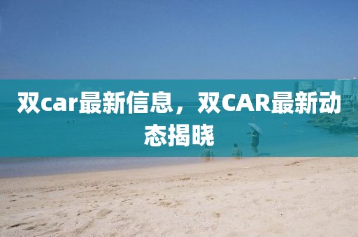 雙car最新信息，雙CAR最新動態揭曉