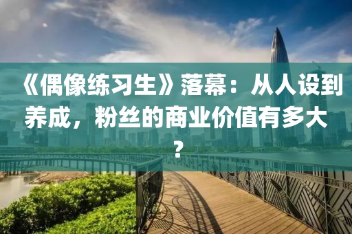 《偶像練習生》落幕：從人設到養成，粉絲的商業價值有多大？