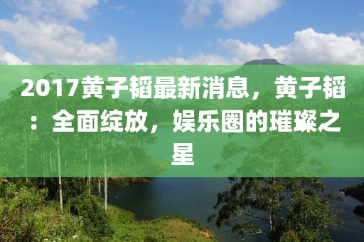 2017黃子韜最新消息，黃子韜：全面綻放，娛樂圈的璀璨之星