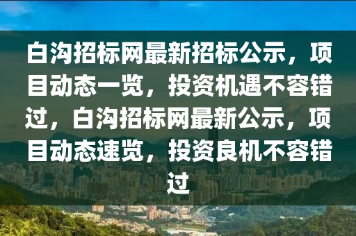 白溝招標網最新招標公示，項目動態一覽，投資機遇不容錯過，白溝招標網最新公示，項目動態速覽，投資良機不容錯過