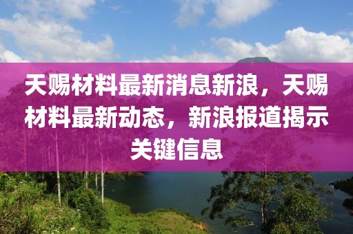 天賜材料最新消息新浪，天賜材料最新動態，新浪報道揭示關鍵信息