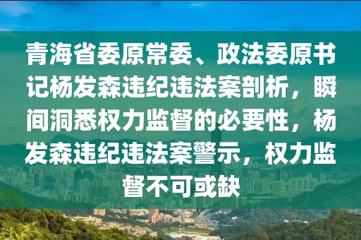 青海省委原常委、政法委原書記楊發森違紀違法案剖析，瞬間洞悉權力監督的必要性，楊發森違紀違法案警示，權力監督不可或缺