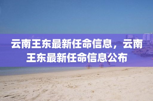云南王東最新任命信息，云南王東最新任命信息公布