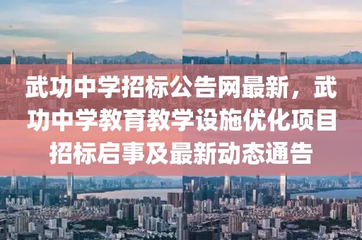 武功中學(xué)招標(biāo)公告網(wǎng)最新，武功中學(xué)教育教學(xué)設(shè)施優(yōu)化項(xiàng)目招標(biāo)啟事及最新動(dòng)態(tài)通告