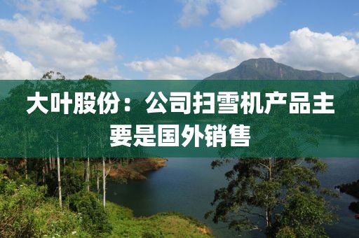大葉股份：公司掃雪機產品主要是國外銷售