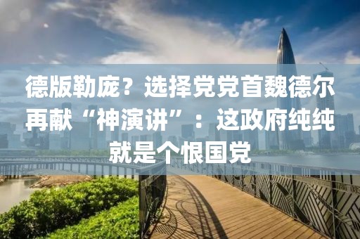 德版勒龐？選擇黨黨首魏德爾再獻“神演講”：這政府純純就是個恨國黨